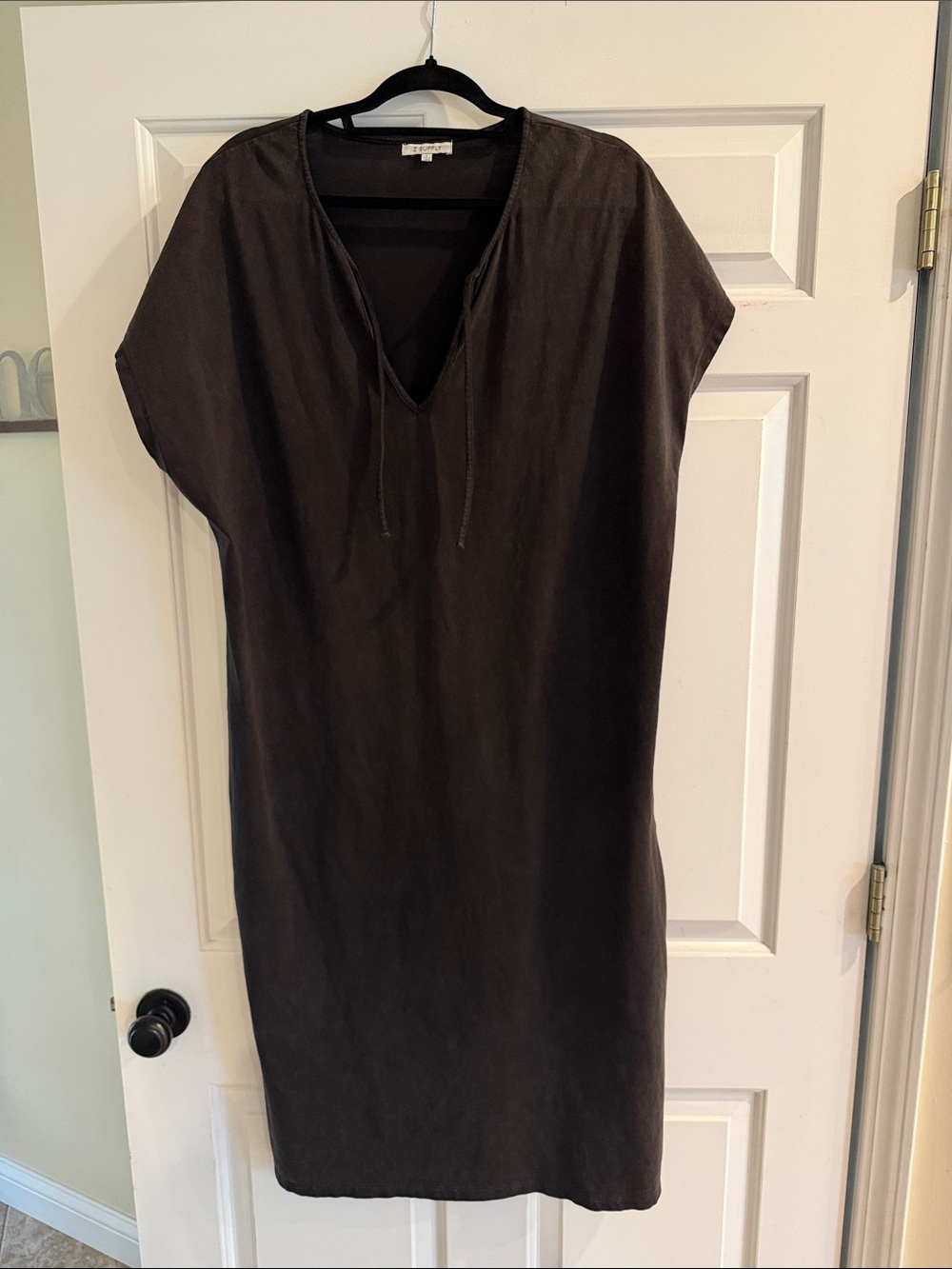 Z Supply Casual Black Cotton Dress with Ties at V-Neck